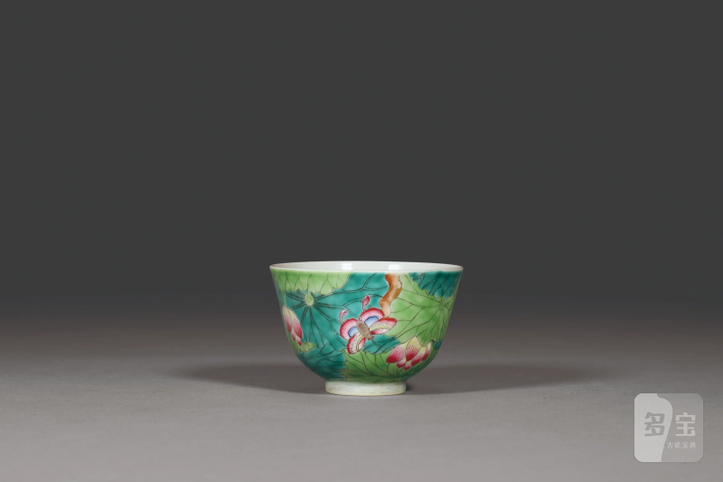 清 粉彩荷塘清趣杯 - 图1